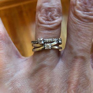 PANDORA 925 Silver CZ Sparkling Triple Band Ring sz 5